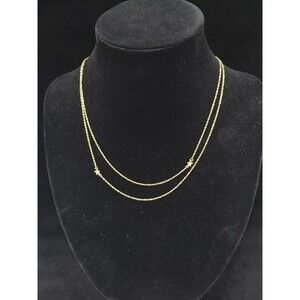 jzj Jennifer Zeuner Gold Tone Double Chain Star Station Signed Elegant Necklace